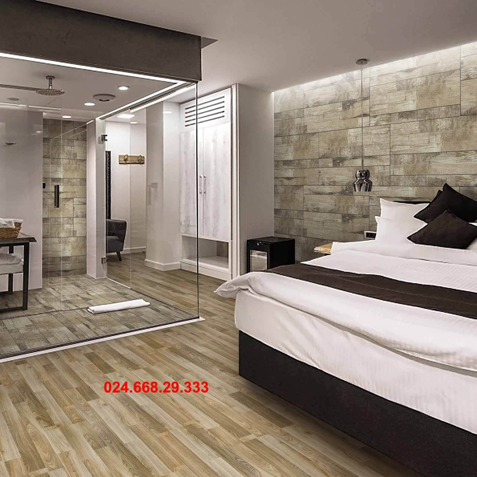 gạch giả gỗ 20x100 mã 2021lát phòng ngủ kết hợp phòng tắm