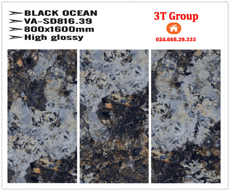 Gạch khổ lớn 80×160 Ấn Độ Black Ocean