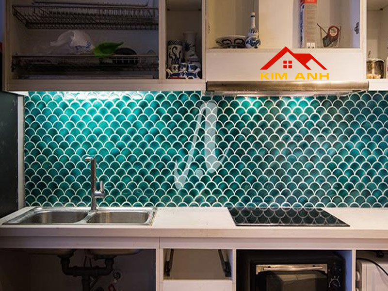 Gạch ốp bếp 3D Vảy cá