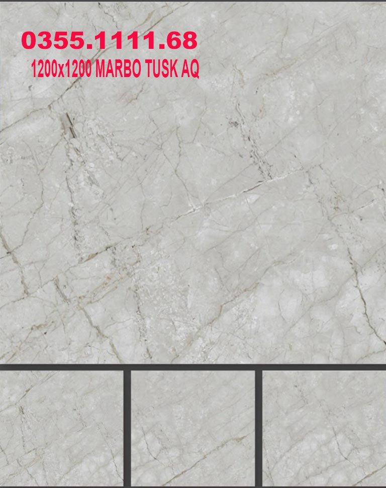 Gạch lát nền 1200×1200 Ấn Độ MARBO TUSK màu ghi nhạt vân đá